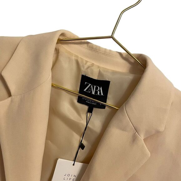 Zara Cream Two Button Oversized Blazer Jacket Size MED NWT - Picture 3 of 7
